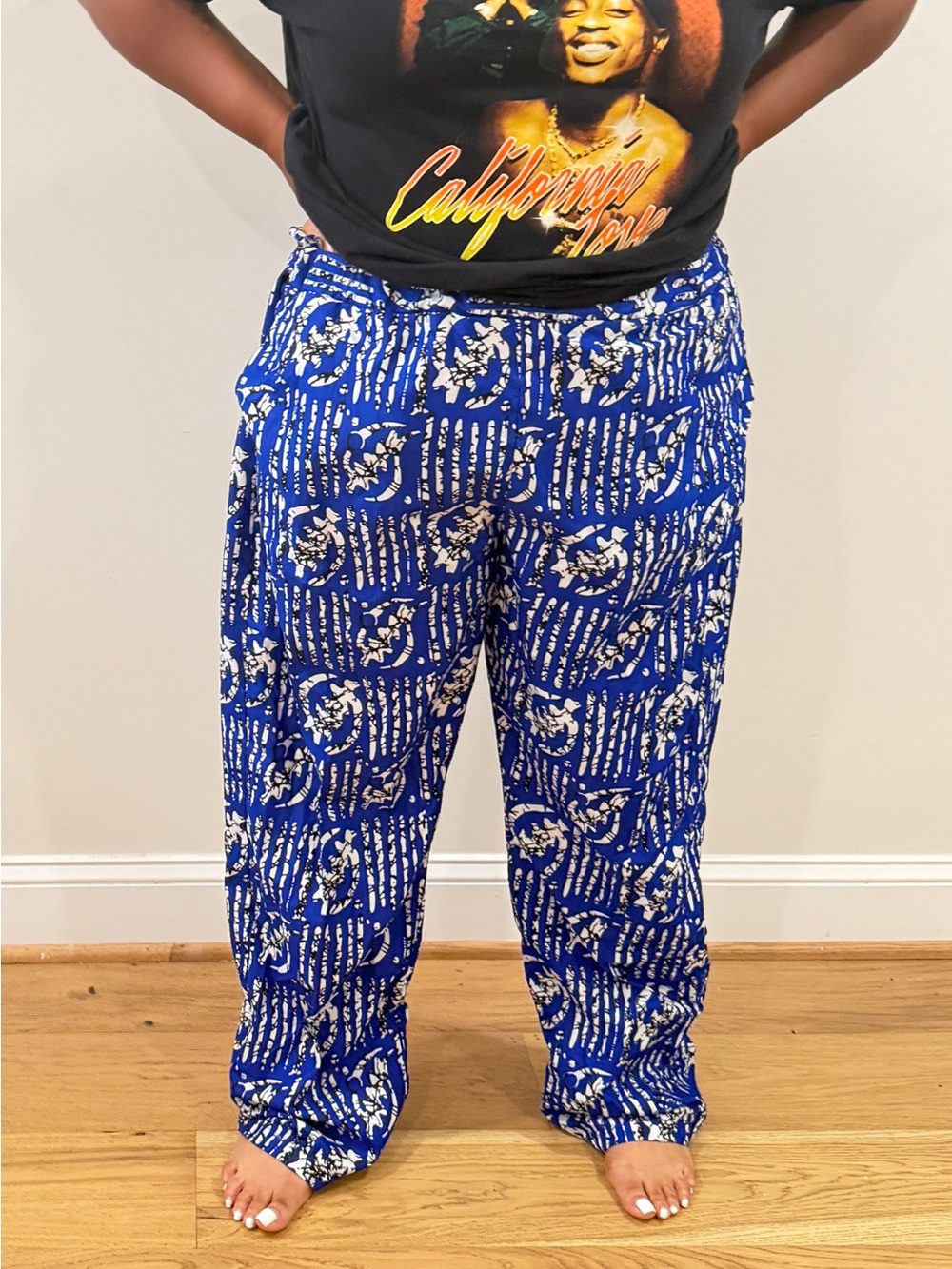 Gye Nyame Light Ankara Blue Printed Pants